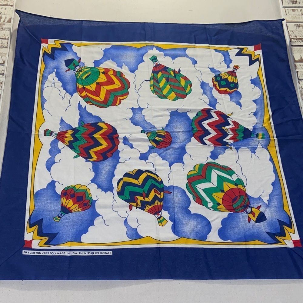 Vintage Wamcraft hot air balloon bandana scarf blue